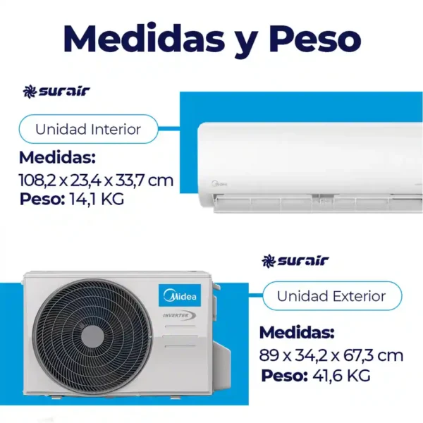 Aire acondicionado Split Midea Inverter 5500 Frío/Calor - Image 3
