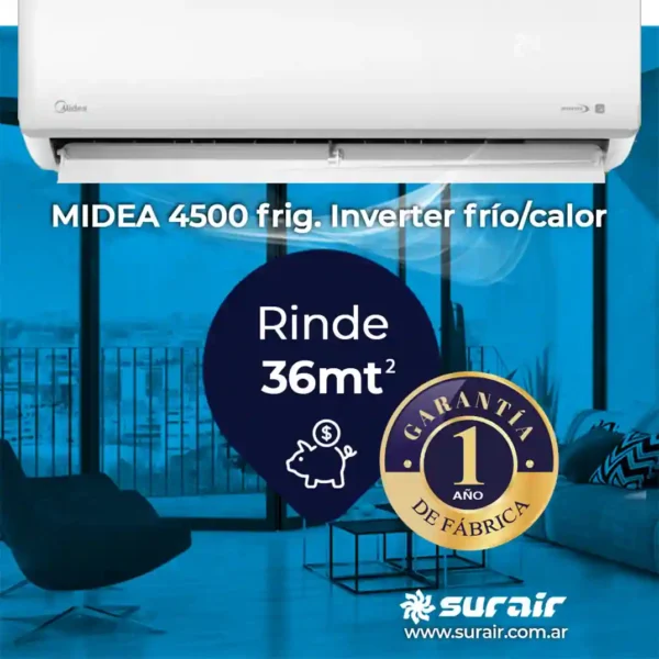 Aire acondicionado Split Midea Inverter 4500 Frío/Calor - Image 5