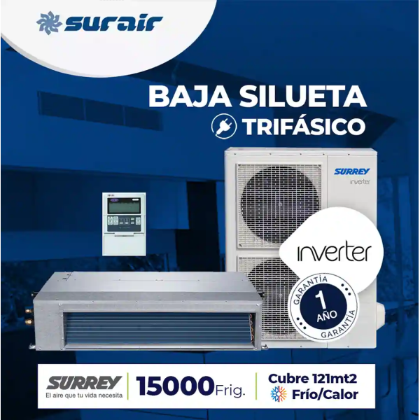 Aire acondicionado Baja Silueta Surrey Inverter 15000 Frío/Calor