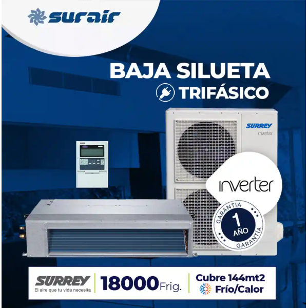 Aire acondicionado Baja Silueta Surrey Inverter 18000 Frío/Calor