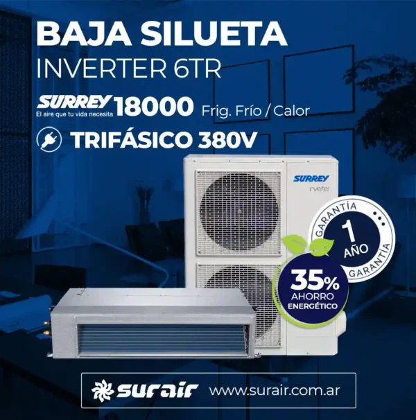 Aire acondicionado Baja Silueta Surrey Inverter 18000 Frío/Calor - Image 4