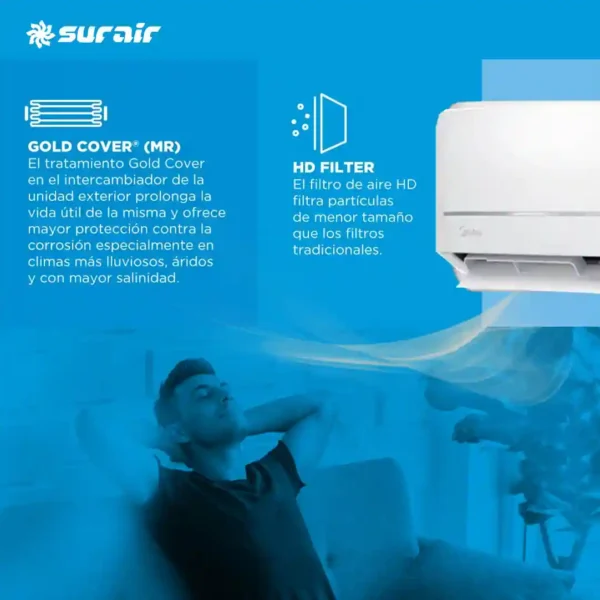 Aire acondicionado Split Midea Inverter Smart 7500 Frío/Calor - Image 2