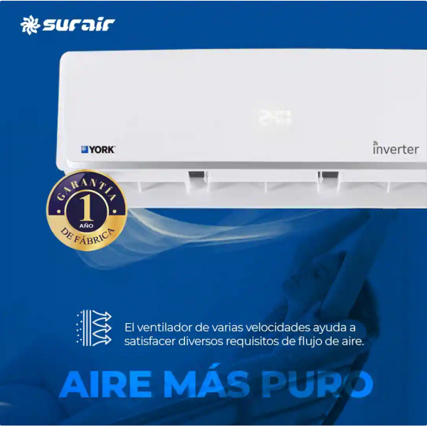 Aire acondicionado Split York Inverter 4500 Frío/Calor - Image 2