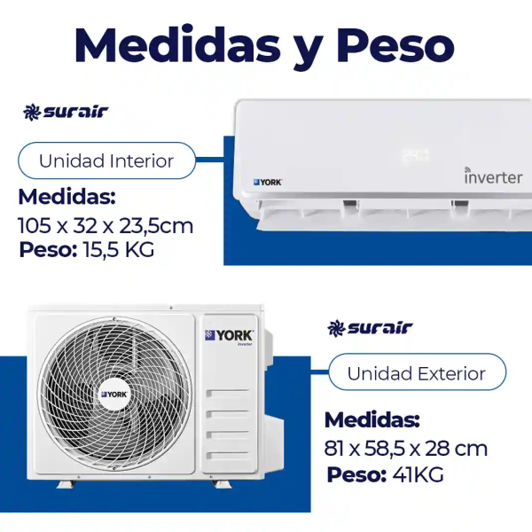 Aire acondicionado Split York Inverter 4500 Frío/Calor - Image 3