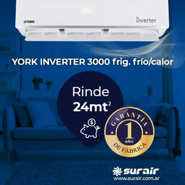 Aire acondicionado Split York Inverter 3000 Frío/Calor - Image 5