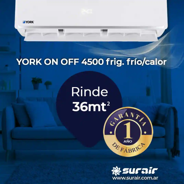 Aire acondicionado Split York On/Off 4500 Frío/Calor - Image 5