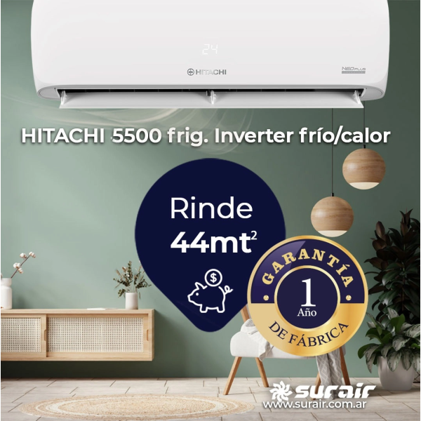 Aire Acondicionado Split Inverter Hitachi 5500 Frío/Calor - Image 4