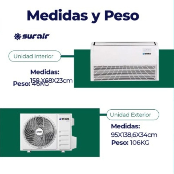 Aire acondicionado York Piso Techo 18000 frigorías Inverter - Image 2