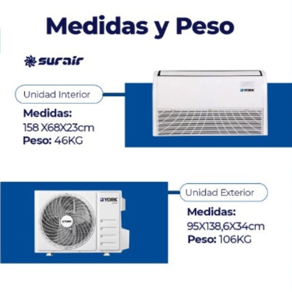 Aire acondicionado York Piso Techo 18000 frigorías On/Off - Image 2