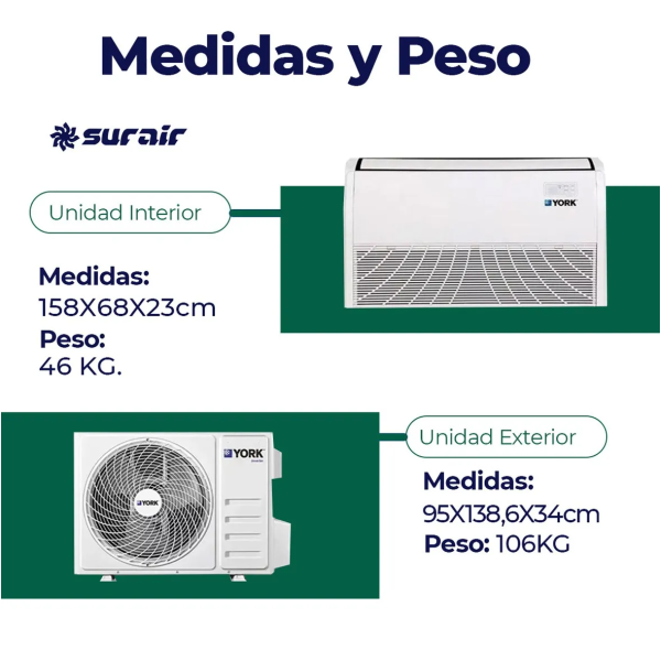 Aire acondicionado York Piso Techo 18000 frigorías Inverter - Image 2