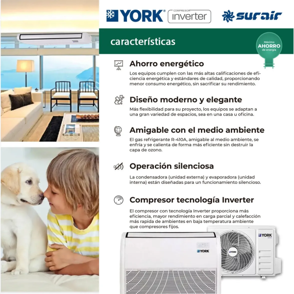 Aire acondicionado York Piso Techo 18000 frigorías Inverter - Image 3