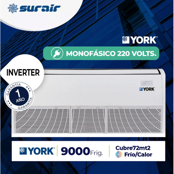 york piso techo 9000 inverter monofasico