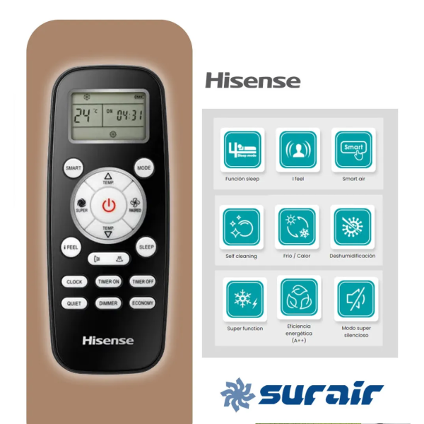 Aire Acondicionado Hisense 4500 frigorías Inverter Negro - Image 4