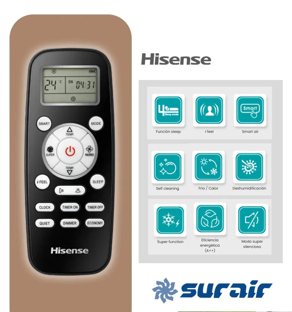 Aire Acondicionado Hisense 4500 frigorías Inverter Negro - Image 4