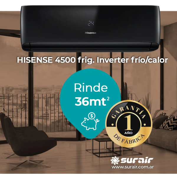 Aire Acondicionado Hisense 4500 frigorías Inverter Negro - Image 5