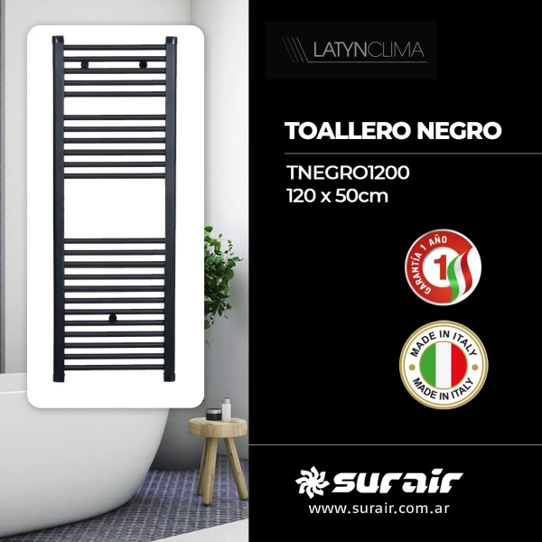 toallero electrico latyn 1200 negro